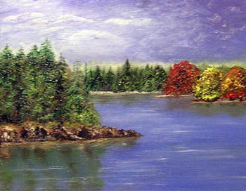 Autumn on the Lake - oil painting by Margo Kelley