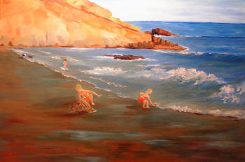 Fun in the Sun - oil on canvas by Margo Kelley