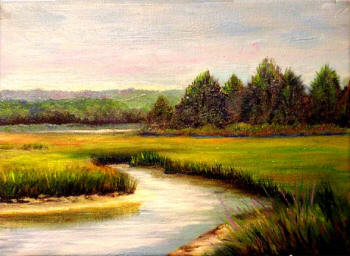 Salt Marsh oil painting by Margo Kelley