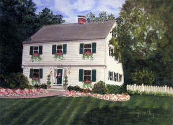 New England Homestead - Pastel Painting by Margo Kelley